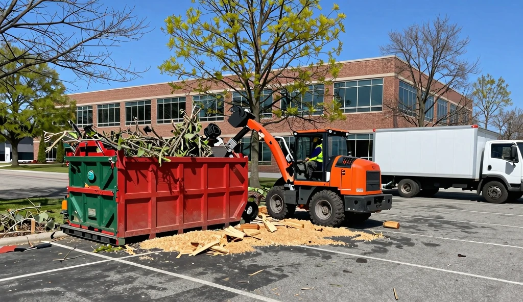 a commercial tree removal crew working